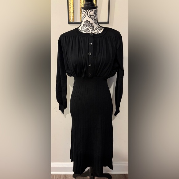 Allegra K Dresses & Skirts - Allegra K Black Midi Ribbed Sweater Dress